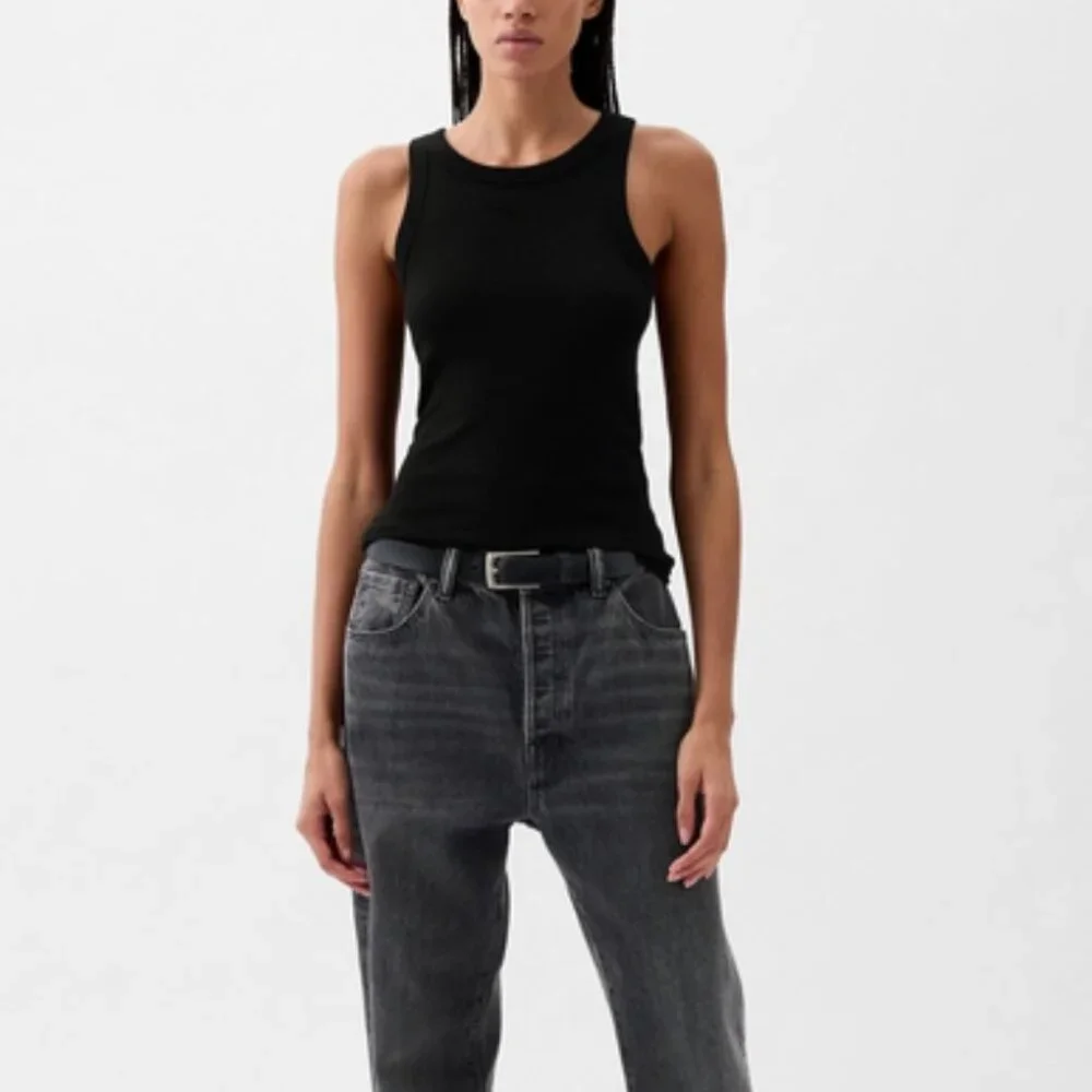 GAP Women's Modern Rib Halter Tank Top, Black, XL, EUC - Picture 3 of 4